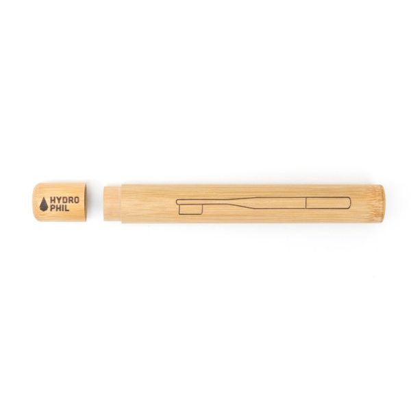 Porta escovas de bambu para a sua escova de dentes sustentável Hydrophil. Estojo em bambu natural, com orifícios para prevenir odores.