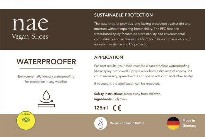 Spray impermeabilizante para um cuidado sustentável para os seus sapatos, proteção duradoura contra a sujidade e humidade sem prejudicar a respirabilidade.