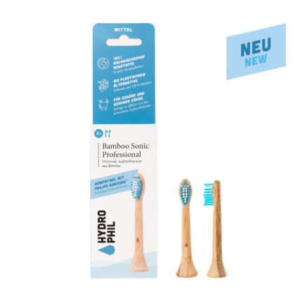 As recargas para escova de dentes elétrica bambu Sonic, da Hydrophil, são feitas em bambu moso. Recargas feitas de materiais 100% renováveis.