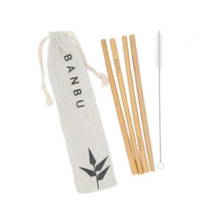 O kit de palhinhas de bambu, da Banbu, são feitas a partir dos galhos de bambu Moso proveniente florestas sustentáveis.