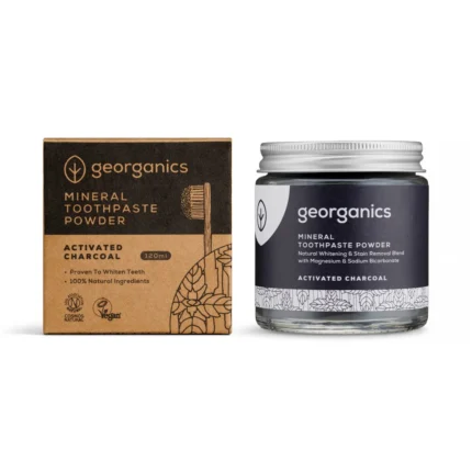 Pó dentífrico Georganics com carvão ativado sem flúor