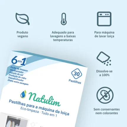 Com Natulim terá uma lavagem eficiente, brilhante e sem gordura, enquanto cuida do meio ambiente. A fórmula sem de conservantes, aditivos, corantes e sem perfume, garante a máxima pureza e segurança.