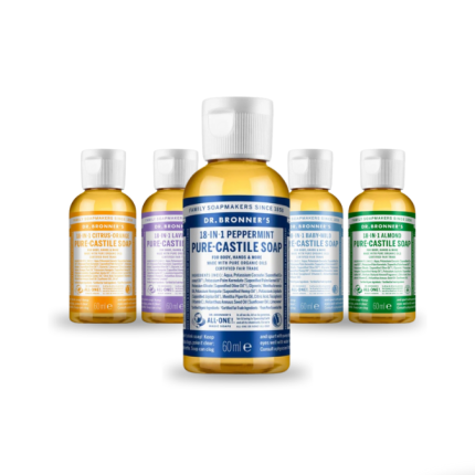 Os sabonetes líquidos Dr. Bronner's são completamente biodegradáveis e de base vegetal, sendo feitos com óleos certificados biológicos e de comércio justo.