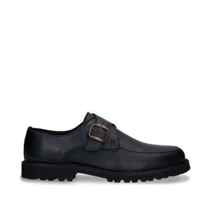 Sapatos monkstrap veganos masculinos Miles Black, ideais para o homem moderno que valoriza estilo e sustentabilidade