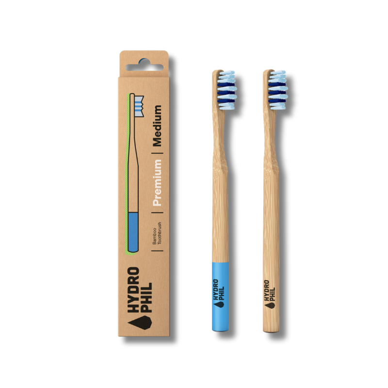 Escova de dentes Premium em bambu para uma rotina diária de cuidados orais.