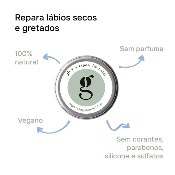 Mantenha os seus lábios suaves, nutridos e protegidos com o Bálsamo Labial Reparador da Grums, uma fórmula 100% natural e vegana.