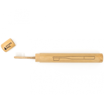 Porta escovas de bambu para a sua escova de dentes sustentável Hydrophil. Estojo em bambu natural, com orifícios para prevenir odores.