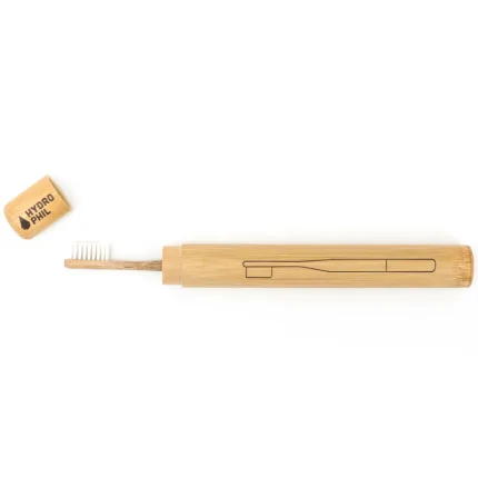 Porta escovas de bambu para a sua escova de dentes sustentável Hydrophil. Estojo em bambu natural, com orifícios para prevenir odores.