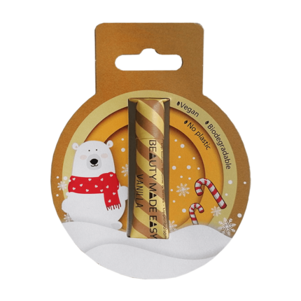 O Bálsamo Labial de Baunilha é perfeito para colocar na meia de Natal! O sabor doce e suave da baunilha, envolve os lábios numa sensação reconfortante de biscoitos de Natal acabados de sair do forno.