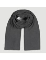 Cachecol artesanal Veraluna Organic Nature na cor cinza, feito à mão em algodão orgânico.