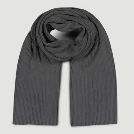 Cachecol artesanal Veraluna Organic Nature na cor cinza, feito à mão em algodão orgânico.