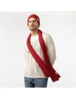 Cachecol artesanal Veraluna Organic Zas Rojo em algodão orgânico vermelho, feito à mão na Índia.