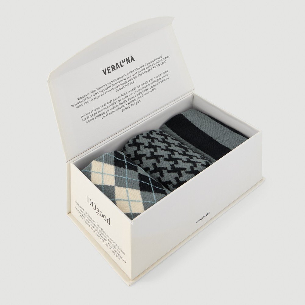 veraluna-socks-giftboy-black-grey Pack de 3 meias GiftBoy Negro-Gris - Image 1