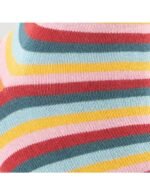 Meias Veraluna Multistripes Laranja em algodão orgânico, produzidas de forma ética na Turquia.