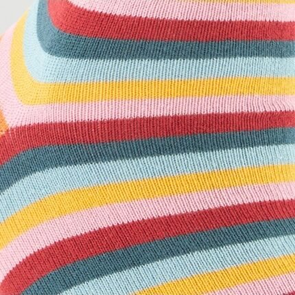 Meias Veraluna Multistripes Laranja em algodão orgânico, produzidas de forma ética na Turquia.