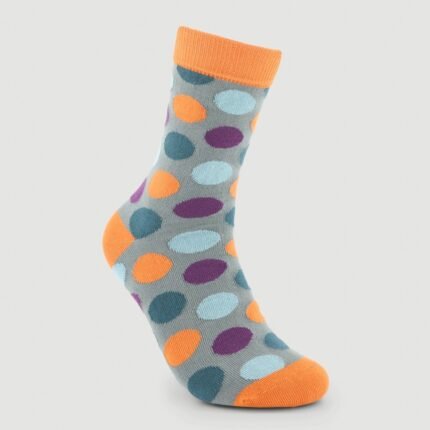 Meias Veraluna “Big Dots” com padrão de bolas coloridas em algodão orgânico.