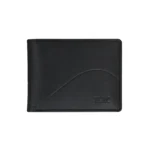 Carteira vegan Bari Black trifold em material texturizado, preto.