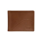 Carteira vegan Bari Brown trifold em material texturizado, castanha.