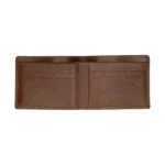 Carteira vegan Bari Brown trifold em material texturizado, castanha.