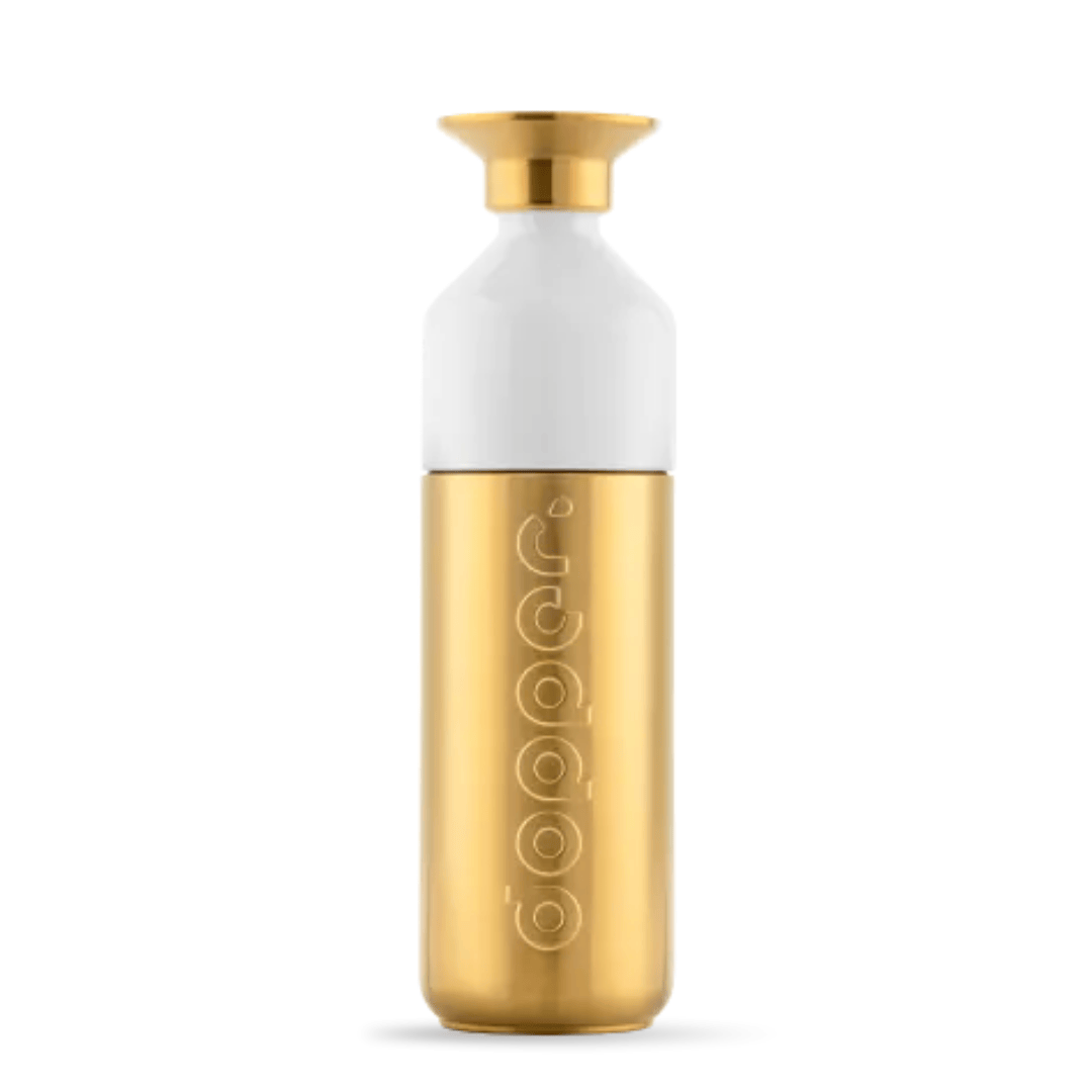 Dopper Gold Garrafa Dopper Steel 490 ml Gold em aço inoxidável reciclado com copo integrado