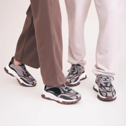 Ténis vegan Hanoi cinzento chunky em materiais reciclados