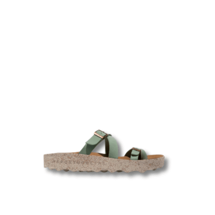 Sandálias veganas da As Portuguesas em cor mint com fivelas ajustáveis e acabamento tipo nobuck