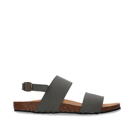 Sandálias vegan Savai verdes em nobuk com palmilha em cortiça e sola reciclada