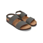 Sandálias vegan Savai verdes em nobuk com palmilha em cortiça e sola reciclada