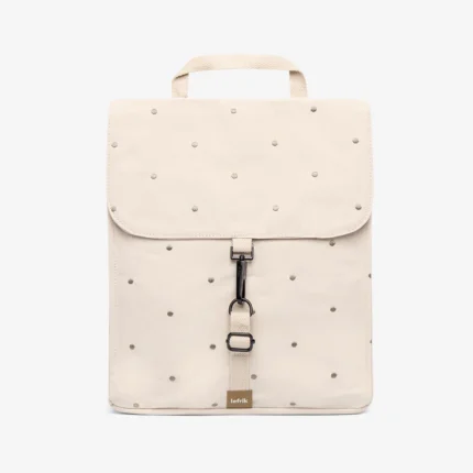 Mochila Lefrik Handy Mini Arles em tecido RPET reciclado com acabamento texturado e compartimento acolchoado.