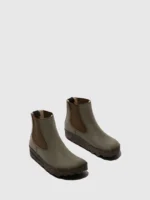 Botas Chelsea veganas Civet As Portuguesas, na cor kaki, com elásticos laterais