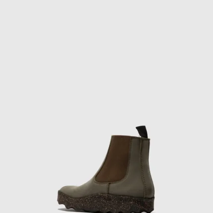Botas Chelsea veganas Civet As Portuguesas, na cor kaki, com elásticos laterais